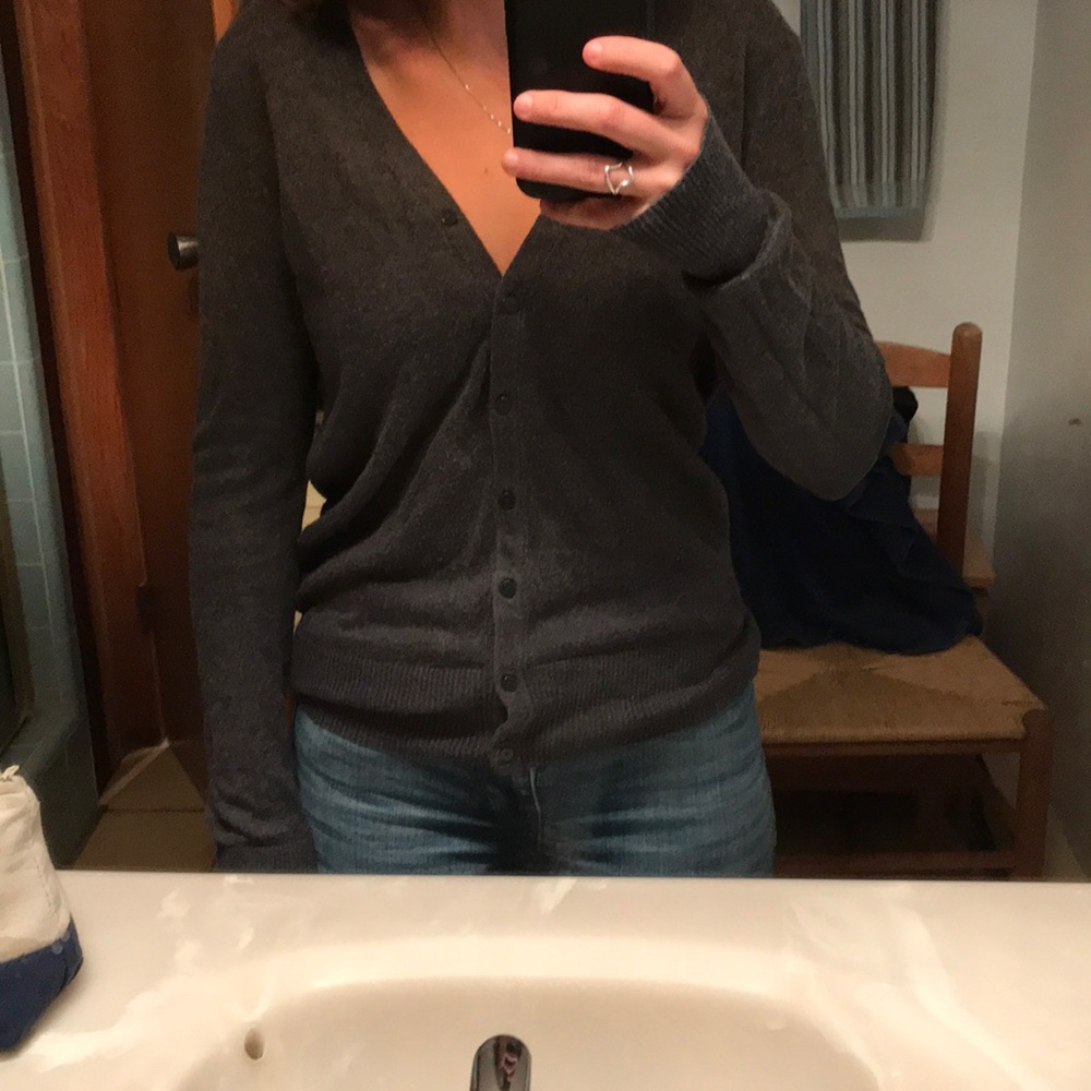 Grey cardigan button up